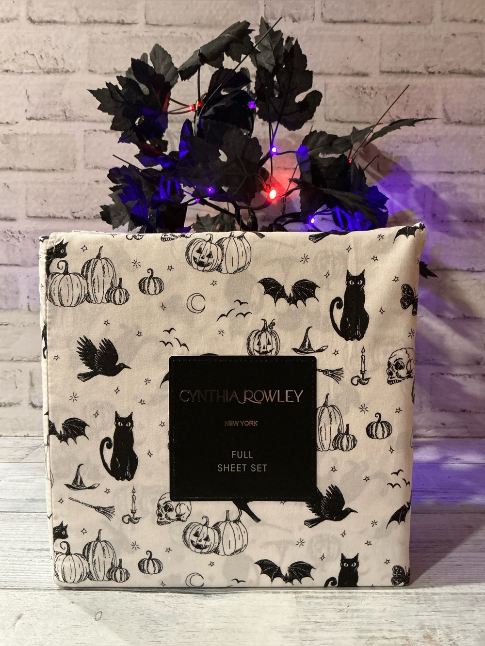 Cynthia Rowley Full Haunted Black Cat Sheet Set - 4-Piece, Toile